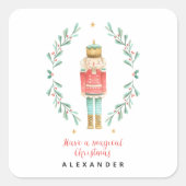 Waterverf botanische kerst vierkante sticker (Voorkant)