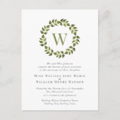 Waterverf Botanische krans Groene Leaf Bruiloft Uitnodiging Briefkaart (Voorkant)
