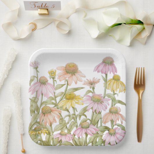 Waterverf botanische kunst papieren bordje (Huwelijk)