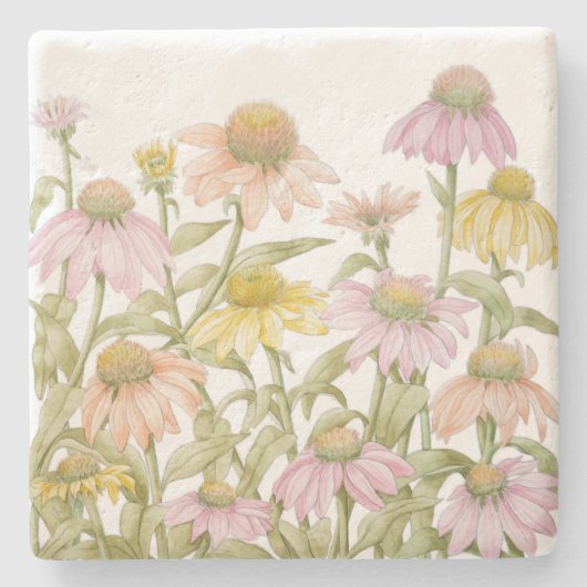 Waterverf botanische kunst stenen onderzetter (Voorkant)