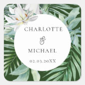 Waterverf Botanische lentetting Vierkante Sticker (Voorkant)