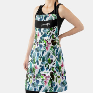 Waterverf botanische monogram naam Keuken Schort