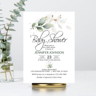 Waterverf Botanische olievlek Greenery Baby shower Kaart