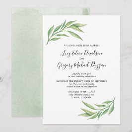 Waterverf Botanische rillingen bruiloft Kaart