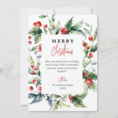 Waterverf botanische rode bessen vrolijk kerstfees feestdagenkaart (Voorkant)