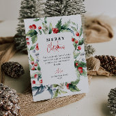 Waterverf botanische rode bessen vrolijk kerstfees feestdagenkaart