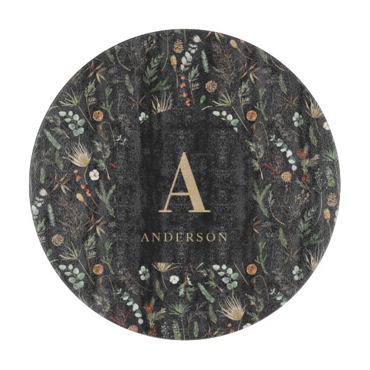 Waterverf botanische roodkleurige roodbruine moder snijplank (Voorkant)