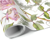 Waterverf Botanische Roze Boho Roos Cadeaupapier (Rol Hoek)