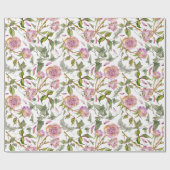 Waterverf Botanische Roze Boho Roos Cadeaupapier (Vlak)