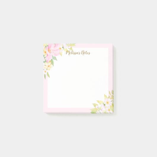 Waterverf botanische roze post-it® notes (Voorkant)