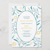 Waterverf botanische ster bar bat mitswa foto kaart (Voorkant)