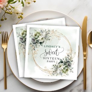 Waterverf Botanische Sweet 16 Eucalyptus Servetten