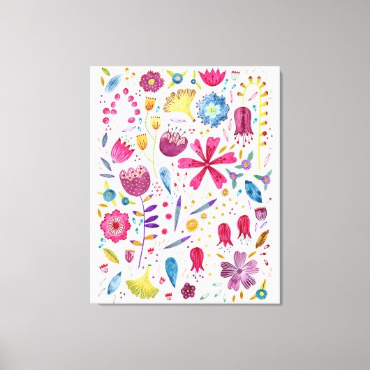 Waterverf Botanische wilde bloem Hedgerow schilder Canvas Afdruk (Voorkant)