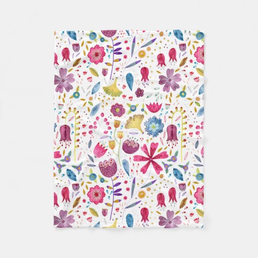 Waterverf Botanische wilde bloem Hedgerow schilder Fleece Deken (Voorkant)