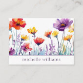 Waterverf botanische wilde bloemen visitekaartje (Voorkant)