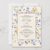 Waterverf Botanische Wildflower & QR Code Wedding Kaart (Voorkant)
