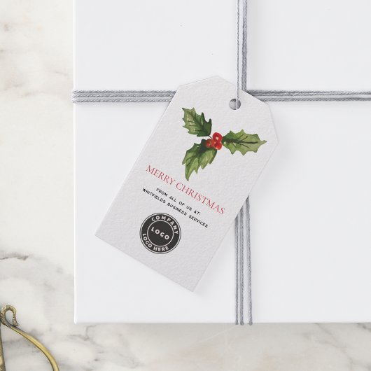 Waterverf Botanische Zaken Logo Christmas Cadeaulabel