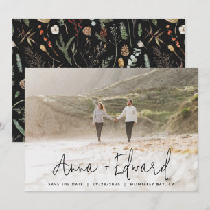 Waterverf botanische zwarte foto S Save The Date