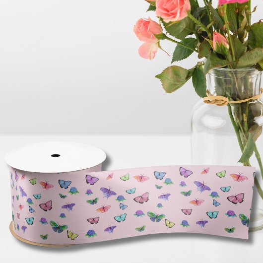 Waterverf botervliegen met hydrangeas lint