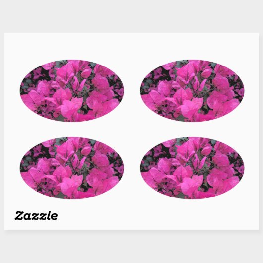 Waterverf-Bougainvillea Ovale Sticker (Vel)