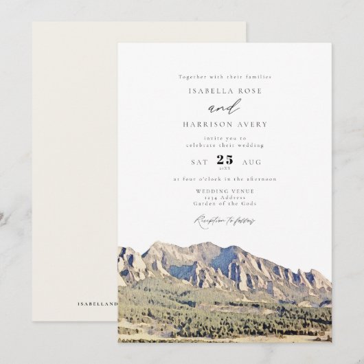 Waterverf Boulder Colorado Flatirons Wedding Kaart (Voorkant / Achterkant)