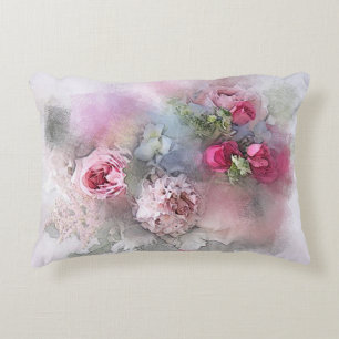 Waterverf Bouquet Floral Rozen Flowers Sjabloon Accent Kussen