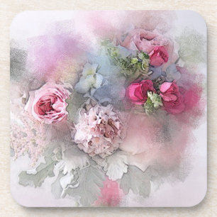 Waterverf Bouquet Sjabloon Flowers Rozen Elegant Bier Onderzetter