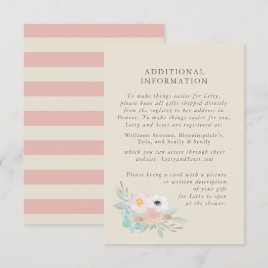 Waterverf Bouquet, Vrijgezellenfeest informatiekaa Informatiekaartje (Voorkant / Achterkant)