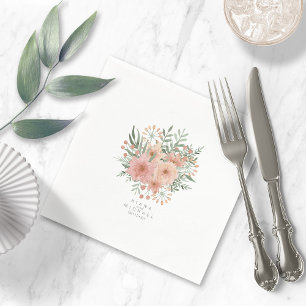 Waterverf Bouquet Wedding Blush ID654 Servet