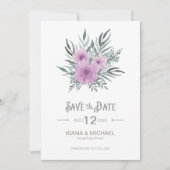 Waterverf Bouquet Wedding Lila ID654 Save The Date (Voorkant)
