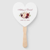 Waterverf Bourgogne Bloemenbruiloft BH Handwaaier (Voorkant)