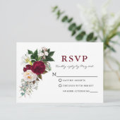 Waterverf Bourgogne Bloemengroen RSVP (Staand voorkant)