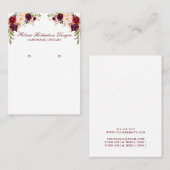 Waterverf Bourgogne Floral Earring Display Kaart Visitekaartje (Voorkant / Achterkant)