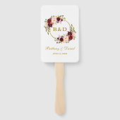 Waterverf Bourgogne Floral Gold Handwaaier (Achterkant)