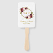 Waterverf Bourgogne Floral Gold Handwaaier (Voorkant)