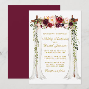 Waterverf Bourgogne Floral Kaart