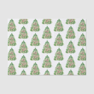 Waterverf Bourgogne & Groene Kerstboom Tissuepapier