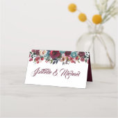 Waterverf Bourgogne Rode Bloemen Bruiloft Plaats K (Achterkant)