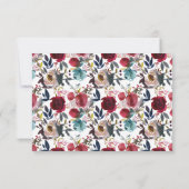 Waterverf Bourgogne Rode Bloemen RSVP Response Kaa Kaartje (Achterkant)