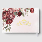 Waterverf Bourgondië Blush Bloemen Quinceañera Gastenboek (Achterkant)
