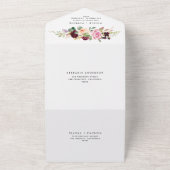 Waterverf Bourgondië en perzik bloemen herfst brui All In One Uitnodiging (Buitenkant)