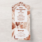 Waterverf Bourgondië Wildflowers Bruiloft All In One Uitnodiging (Binnen)