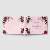 Waterverf Bourgondische rode roos bruiloft Gastenboek (Volledig)