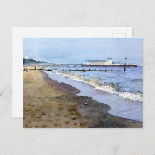 Waterverf Bournemouth Beach briefkaart (Voorkant / Achterkant)