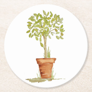 Waterverf bovenleiding ronde kartonnen onderzetter