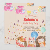 Waterverf boviene kinderen Birthday Party Kaart (Voorkant / Achterkant)