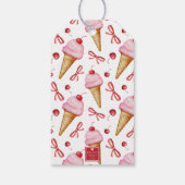 Waterverf Bow Pink Ice Cream Cone Cadeaulabel (Achterkant)