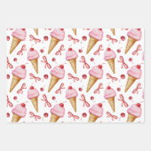 Waterverf Bow Pink Ice Cream Cone Inpakpapier Vel (Voorkant 3)
