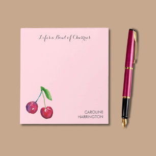 Waterverf Bowl of Cherries Girly Pink Coquette Notitieblok