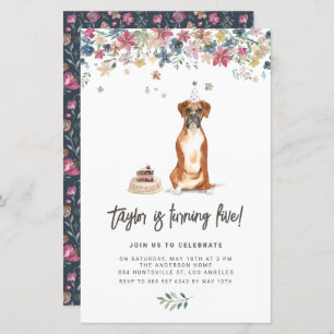 Waterverf Boxer Dog Birthday Party Invitation
